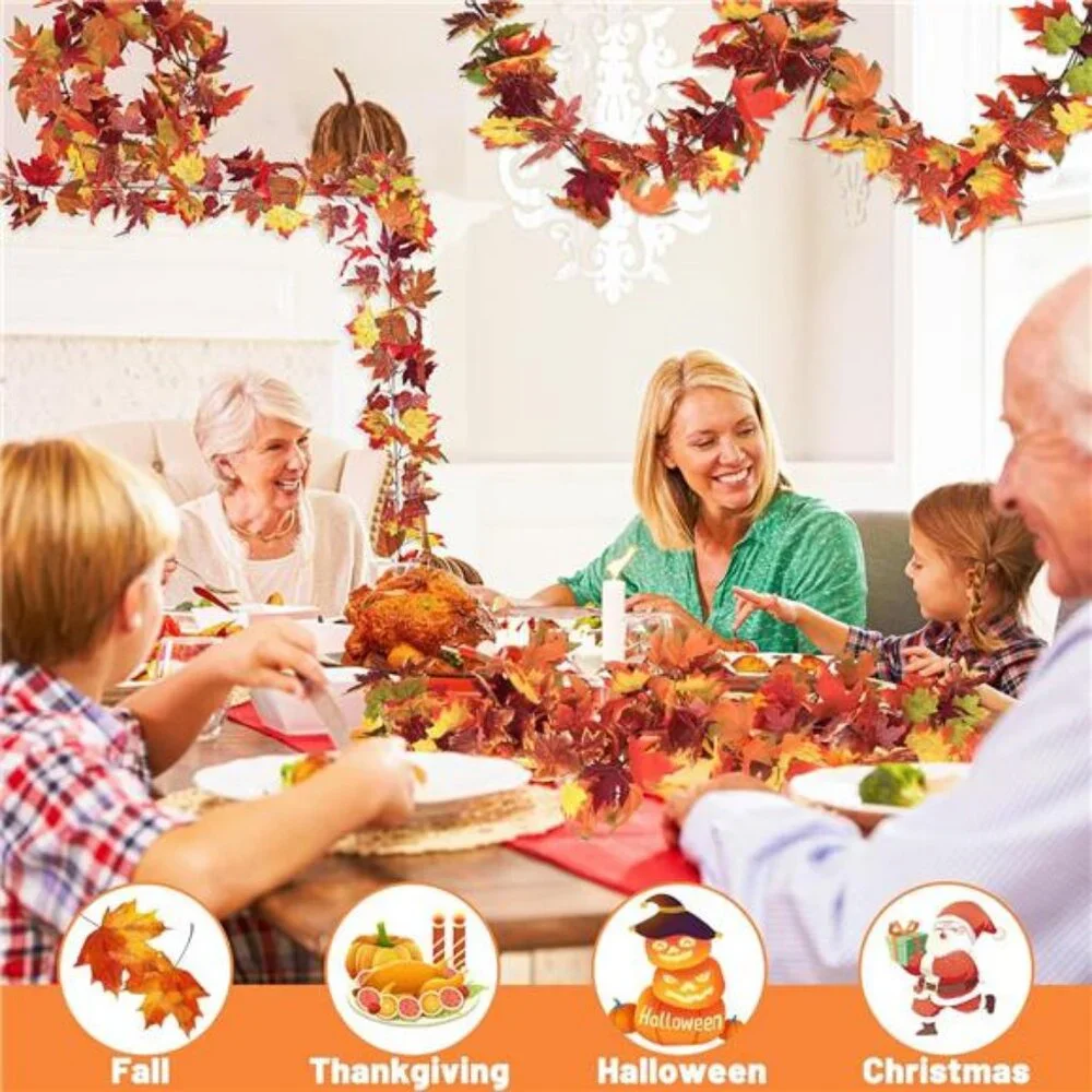 2 PCS Fall Decor, 11.8FT Fall Garland for Mantle, Fall Decorations for Home